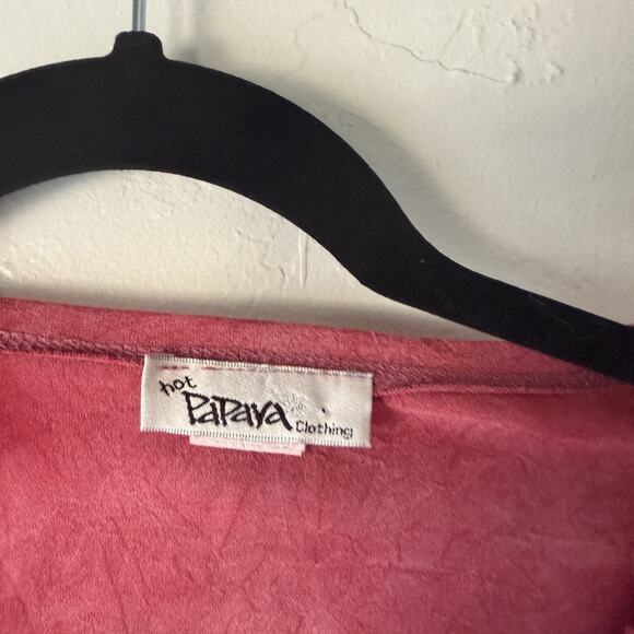 Hot Papaya Y2k Shirt Small Red Sheer Tie Dye Flutter Sleeve Y2K Festival Top - Picture 3 of 7